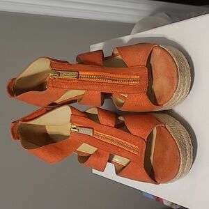 MICHAEL BY MICHAEL KORS ORANGE CANVAS ESPADRILLES